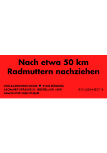 Klebeetikett "Radmuttern nachziehen"