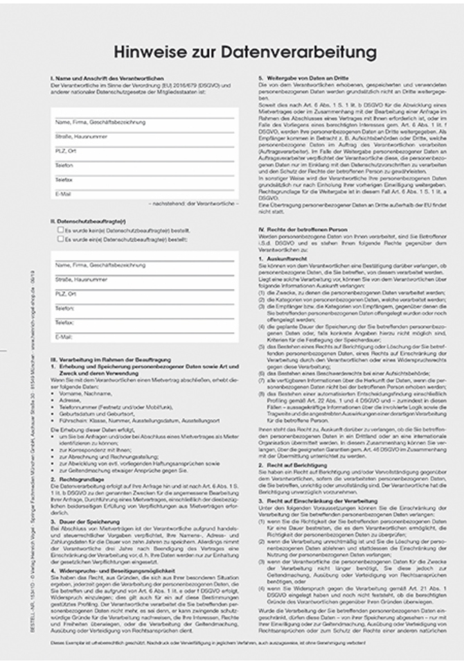 Hinweis zur Datenverarbeitung