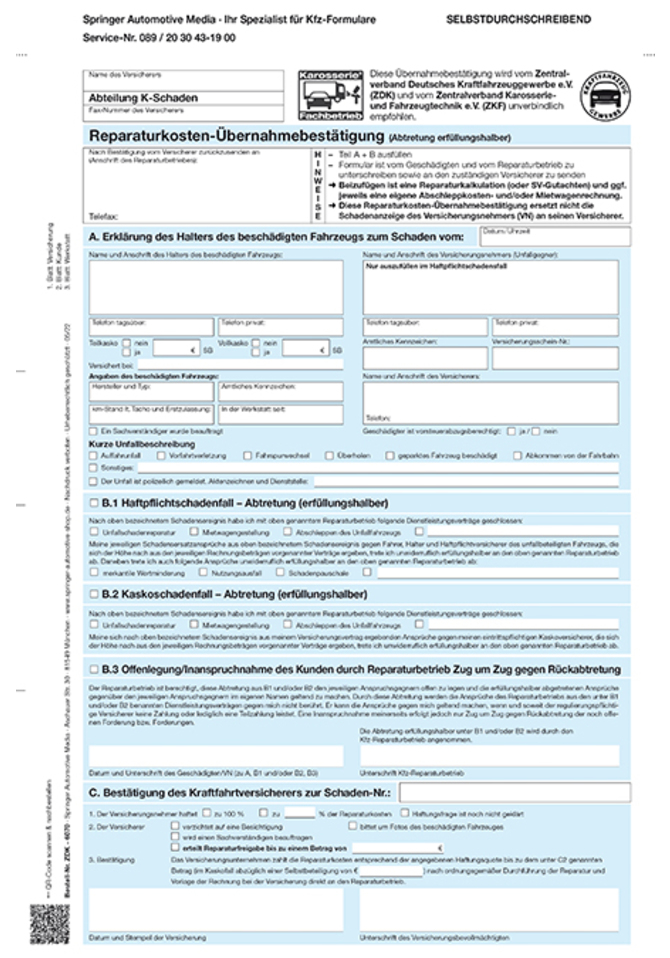 Reparaturkosten-Übernahmebestätigung Stand 5/22